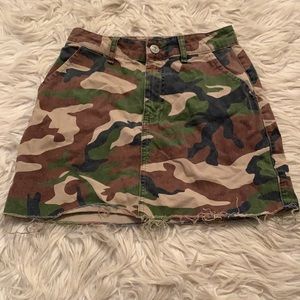 Camo denim skirt